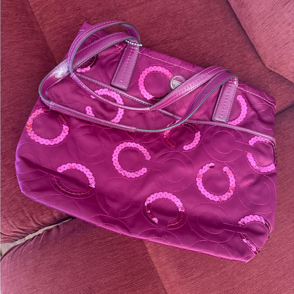 Coach Magenta Shoulder Bag with Sequin
